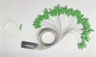 1x64 Plc Fiber Splitter, Steel Tube, Bare Fiber 250µm, Sc Apc, Singlemode