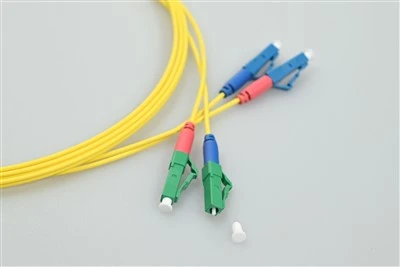 LC APC to LC UPC Hybrid-Polish Duplex Singlemode Fiber Optic Patch Cable