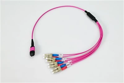 MTP to LC 8-Fiber OM4 Plenum Breakout Cable with 0.35dB Low Loss