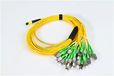 MTP to FC APC Plenum-Rated 24-Fiber OM3 Patch Cord with Color-Coded Connector Boots