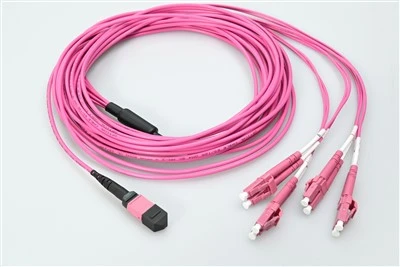 MTP to LC 8-Fiber OM4 Plenum Breakout Cable with 0.35dB Low-Loss MTP Connector