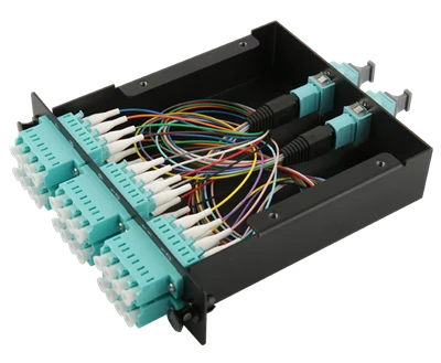12 Cassette 12 Fibers Om4 Multimode Mtp To 12 Lc Duplex Aqua